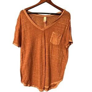 No Boundaries Tee Shirt Womens 3XL Orange Paper Thin Breathable Knit Top